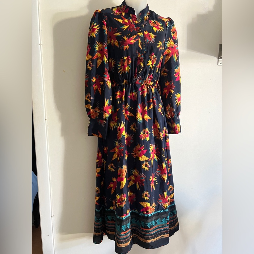 Vibrant Floral Long Sleeve Dress